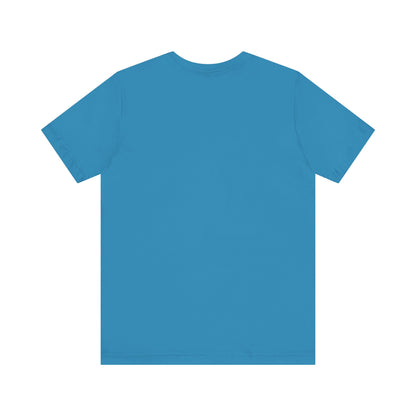 Back view of the chic Sabrina Carpenter Inspired Unisex Short Sleeve Tee in a vibrant blue, representing modern fashion with effortless style.