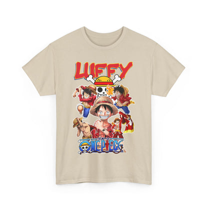Luxurious folded 'One Piece' T-shirt, showcasing detailed anime artwork, perfect for collectors and fashion enthusiasts alike.