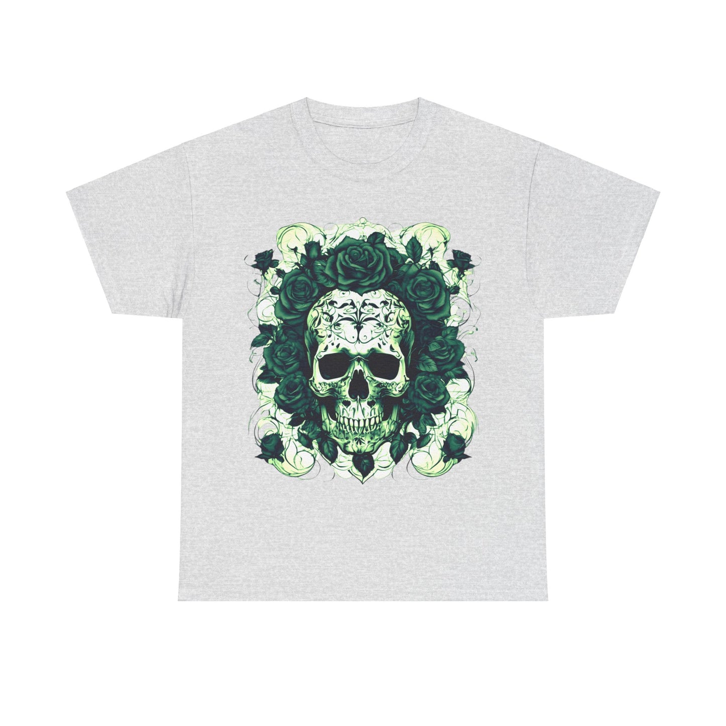 Skulls and Roses Cotton Tee, Unisex Graphic Shirt, 7 color choice