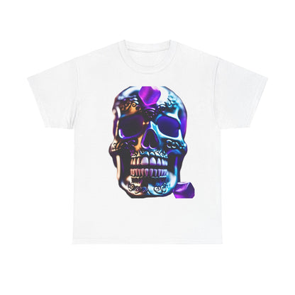Demon Skull Graphic T-Shirt in white, showcasing an intricate demon skull design, perfect for urban streetwear enthusiasts and adding a bold statement to your wardrobe.