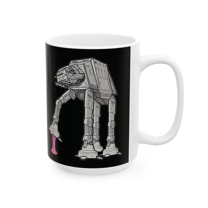 Profile view of the Rebel Gum Star Wars Heat Changing AT-AT Coffee Mug, capturing its elegant shape and playful theme that brings joy to every sip.