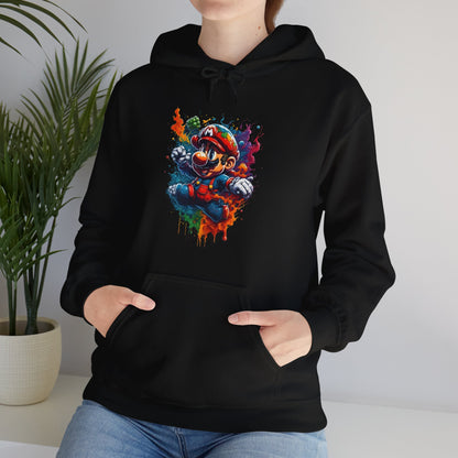 Luxury unisex computer game graphic lightweight hooded sweatshirt featuring a vibrant Mario character design, perfect for gaming enthusiasts.