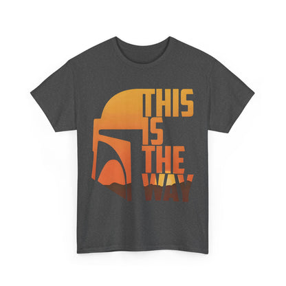Front view of the Mandalorian Star Wars This is the Way Logo Graphic Unisex Tee Shirt featuring a bold graphic design with the text 'This is the Way'.