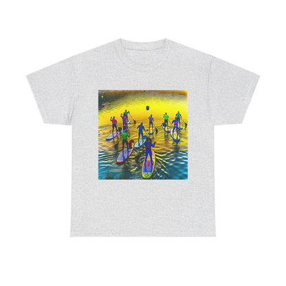 Stylishly crafted paddleboarding T-shirt by Dazzling Dreams Studio, illustrated with a serene water sports scene for those who cherish outdoor experiences.