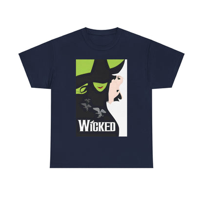 Wicked Movie Logo Graphic Unisex T-Shirt - Premium Cotton Fashion Tee for Fans in navy, showcasing the sophisticated Wicked logo with vibrant colours.