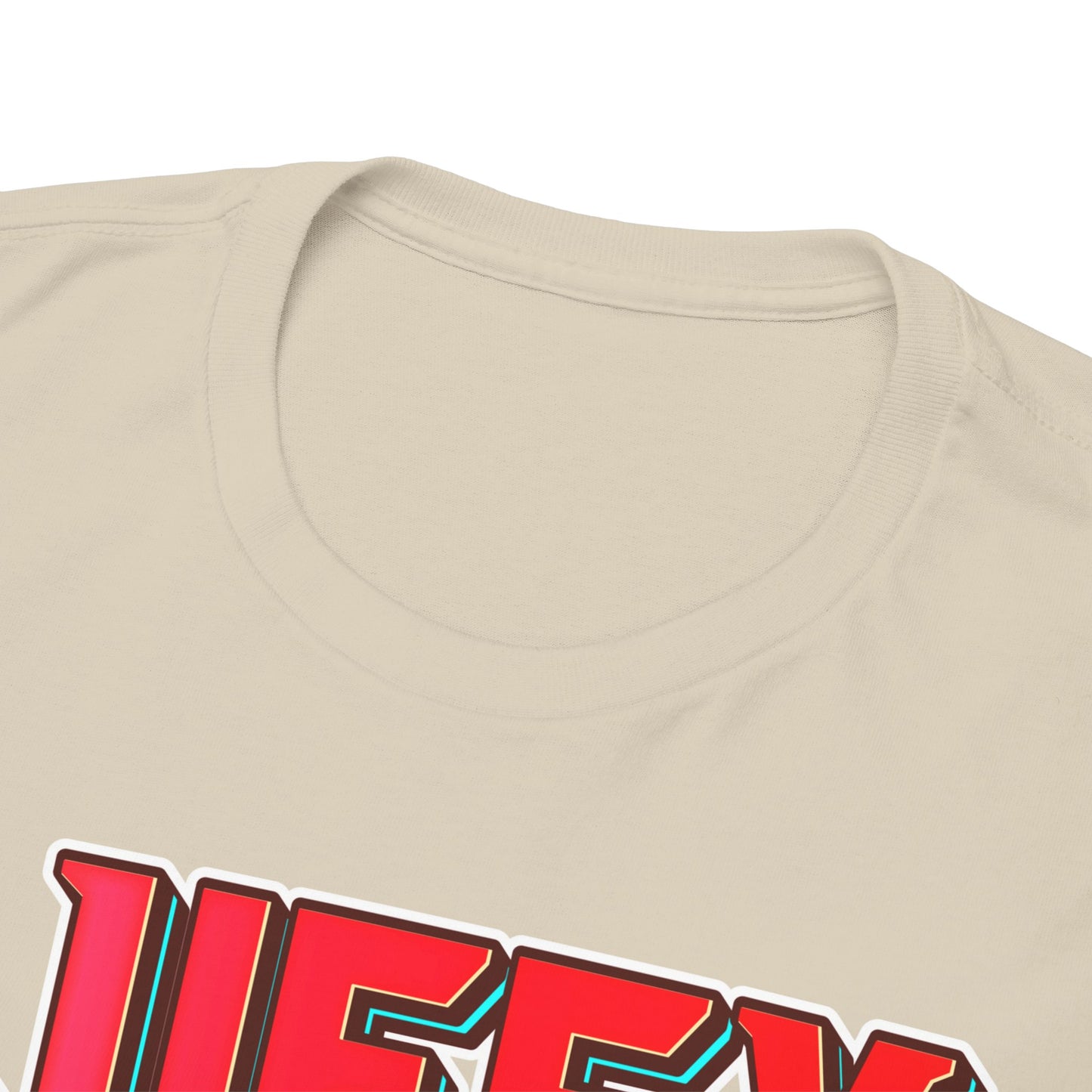 Close-up view of the neckline of a premium men's t-shirt with a striking Luffy print, emphasising high-quality fabric and fine craftsmanship.