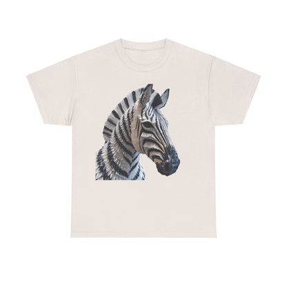 Zebra Elegance Unisex Graphic T-Shirt featuring an exquisite paper art zebra design on a soft cream background, embodying artistry and luxury in premium cotton.
