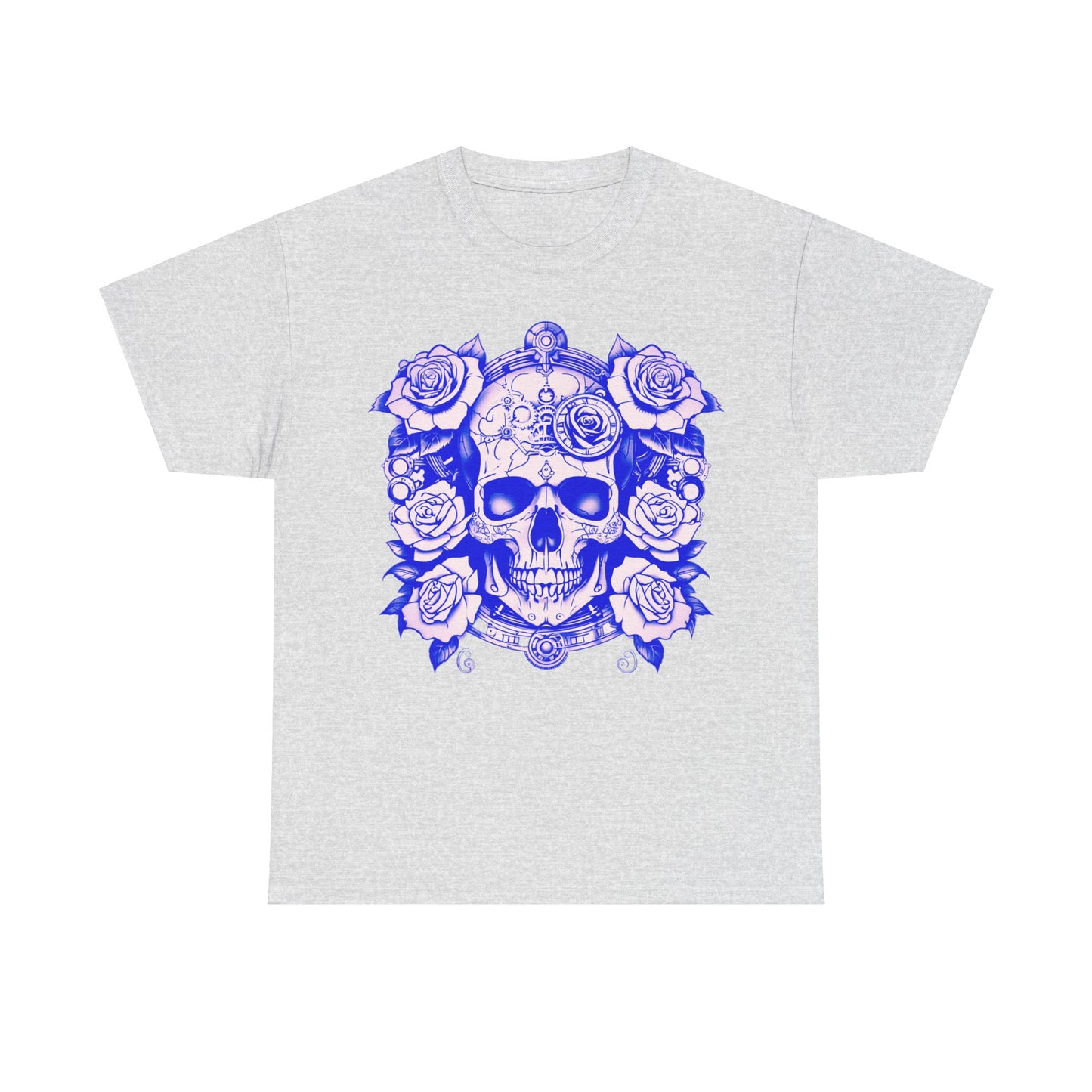 Skulls and Roses Cotton Tee, Unisex Graphic Shirt, 7 color choice