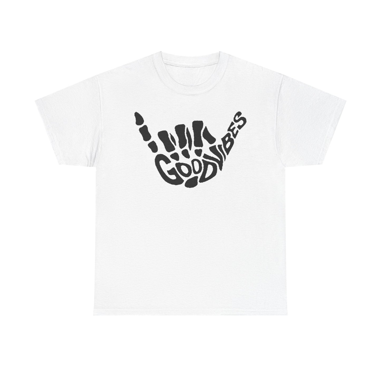 MENS Funny T Shirt GOOD VIBES Skeletal Hand Gesture TEE Unisex Womens Urban