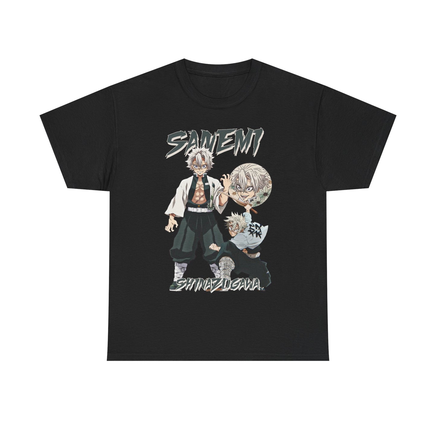 Discover the allure of our black Sanemi Shinazugawa T-shirt, adorned with a captivating design of the beloved demon slayer character, perfect for refined anime enthusiasts.