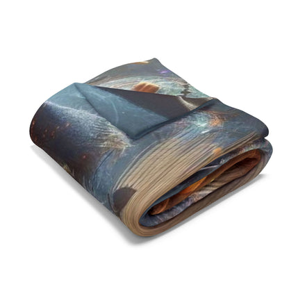 Luxuriously folded decorative and warm Halloween spooky Arctic fleece blanket, featuring captivating Halloween designs, perfect for stylish seasonal decor.
