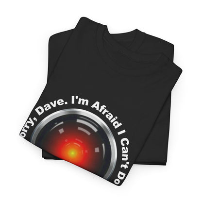 Stacked view of the 2001 Space Odyssey Unisex Graphic Tee displaying the striking HAL 9000 design, an essential piece for any sci-fi aficionado.