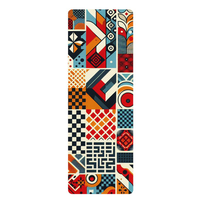 Elara Stirling Vibrant Yoga Mat by Dazzling Dreams Studio featuring a striking red checkerboard design, perfect for enhancing your yoga practice with style.