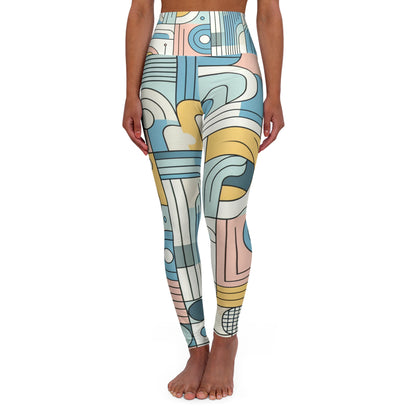 Pulse Ignition Leggings by Dazzling Dreams Studio featuring a luxurious geometric pattern in soft pastel hues, perfect for modern fashion enthusiasts.