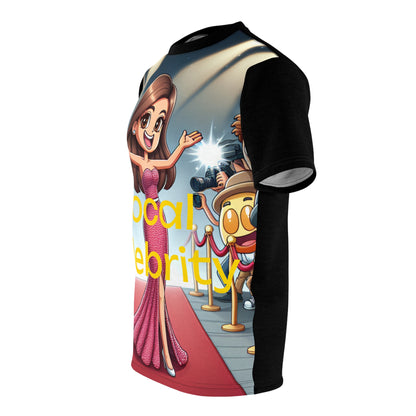 Close-up of the exquisite artwork on the Glamorous Cartoon Character T-Shirt from Dazzling Dreams Studio, showcasing vibrant colours and captivating details that embody celebrity culture.