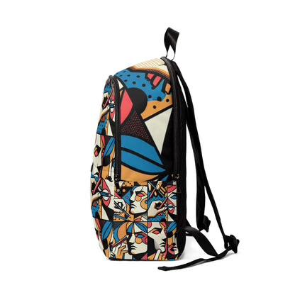 Lifestyle shot of the Dazzling Dreams Studio Fusion Backpack worn by a fashion-forward individual, reflecting a chic and sophisticated style choice with playful pop art aesthetics.