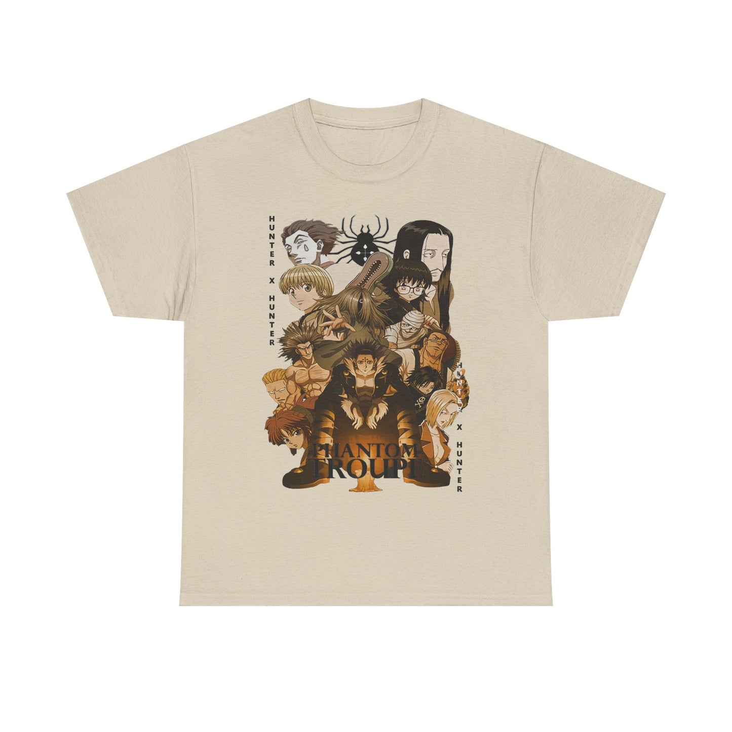 Elegant Phantom Troupe Hunter x Hunter graphic t-shirt featuring a stunning illustration of favourite characters in a unique artistic design.