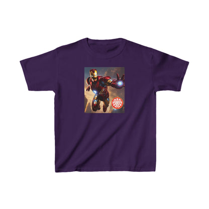 Kids Iron Man Heavy Duty T-Shirt with Hulk Graphic in rich purple, featuring a dynamic Iron Man design that captures the essence of heroism and style.