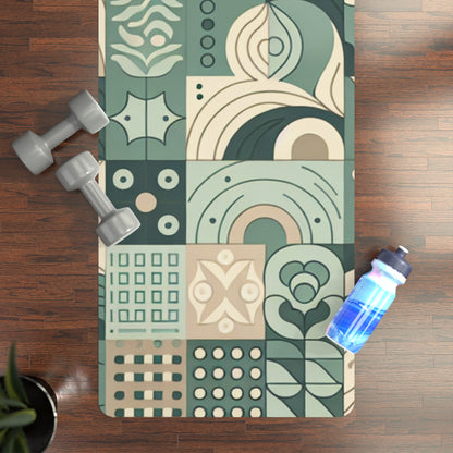 Aurelia Starling Yoga Mat in use, illustrating a serene yoga session in a calming pastel green design from Dazzling Dreams Studio.