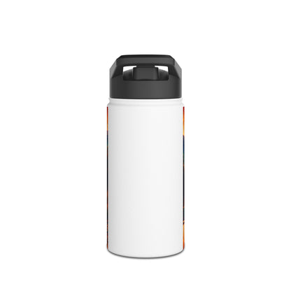 Elegant Fantasy Paddleboarding Stainless Steel Water Bottle, showcasing a sleek white design with a pop of colour from the artistic graphics.