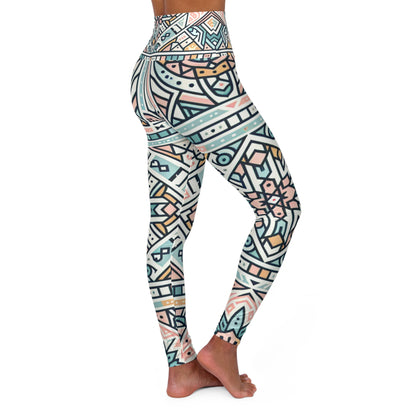 Luxurious Dazzling Dreams Studio pastel leggings featuring a modern geometric pattern in soft hues of pink, blue, green, and yellow, ideal for stylish fitness and chic loungewear.
