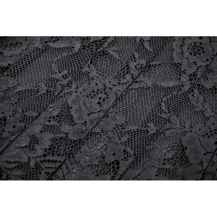 Gothic elegance in the Dark in Love Cosette maxi dress featuring intricate lace sleeves and ruffle details, epitomising luxury fashion.