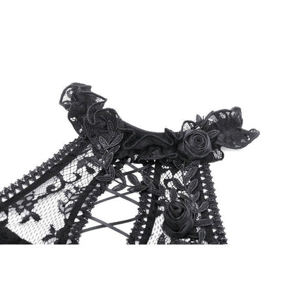 Stylish model adorned in the Dark in Love Gem Gothic Vine Lace Dress with cold-shoulder design, ideal for elegant events.