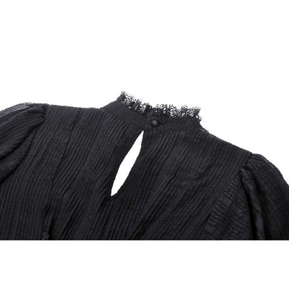 Full-length image of the Dark in Love Harlow Gothic Lace Maxi Dress, illustrating its dramatic Victorian-inspired design and enchanting elegance.