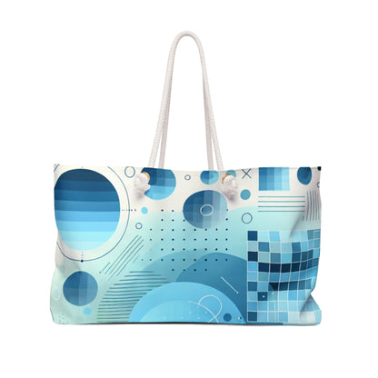Sebastian Couture Pastel Blue Weekender Tote by Dazzling Dreams Studio, showcasing a spacious design with an elegant abstract pattern and thick rope handles, perfect for stylish travel.