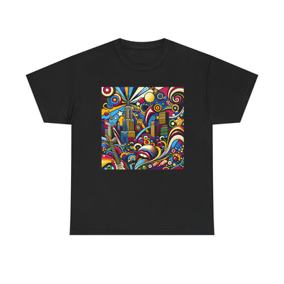 Elegant Dexter ColorSplash Premium Cotton T-Shirt by Dazzling Dreams showcasing vibrant artistic design and luxurious comfort.