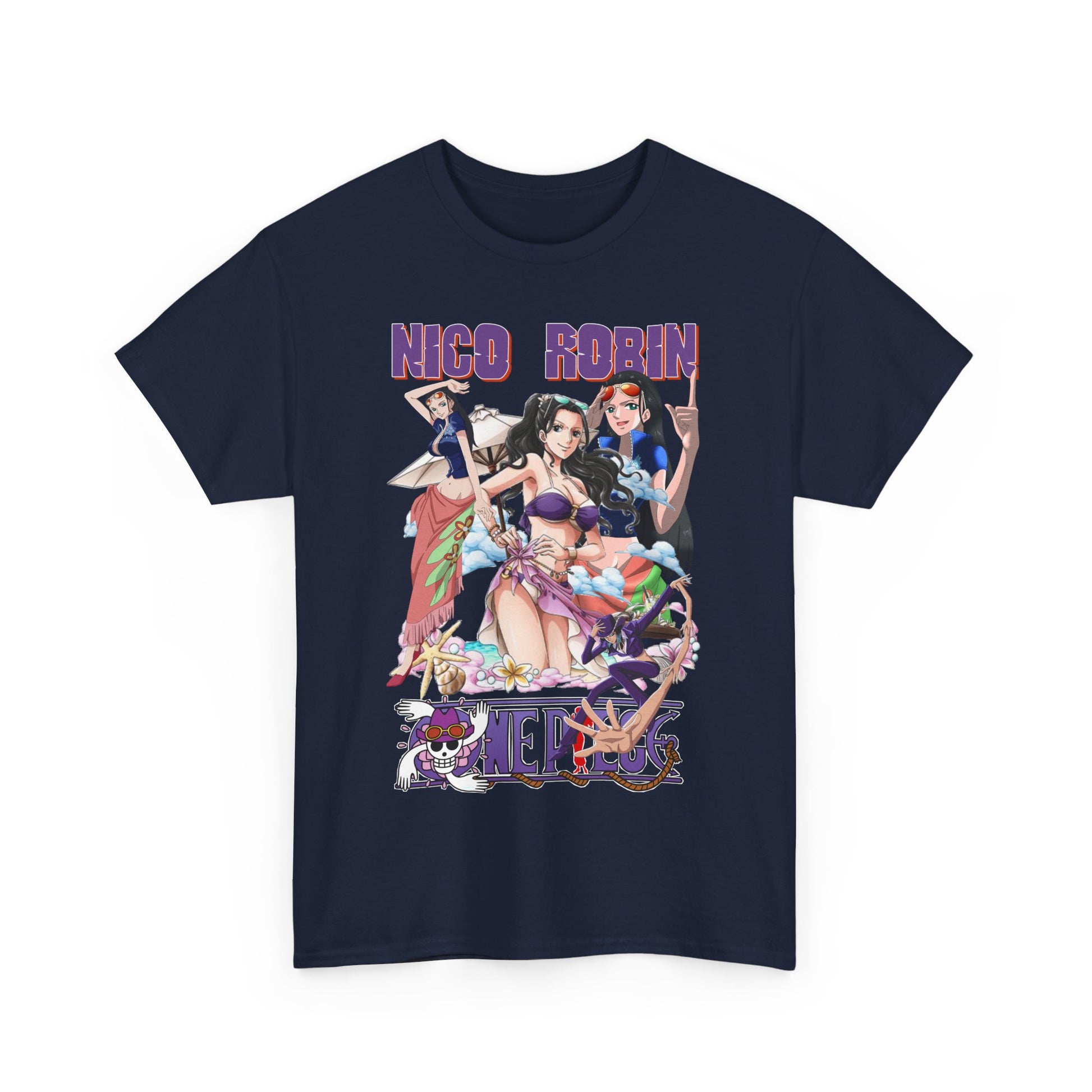 Sleek navy t-shirt featuring exquisite anime graphic design, ideal for making a bold fashion statement in any casual setting.