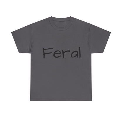 Feral Graphic Unisex T-Shirt in grey showcasing stylish artistic lettering. A luxurious addition to your attire that embodies creativity and comfort.