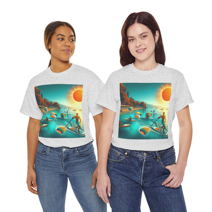 Luxury Paddleboarding T-Shirt by Dazzling Dreams Studio, featuring a stunning paddleboarding scene design, perfect for water sports enthusiasts.