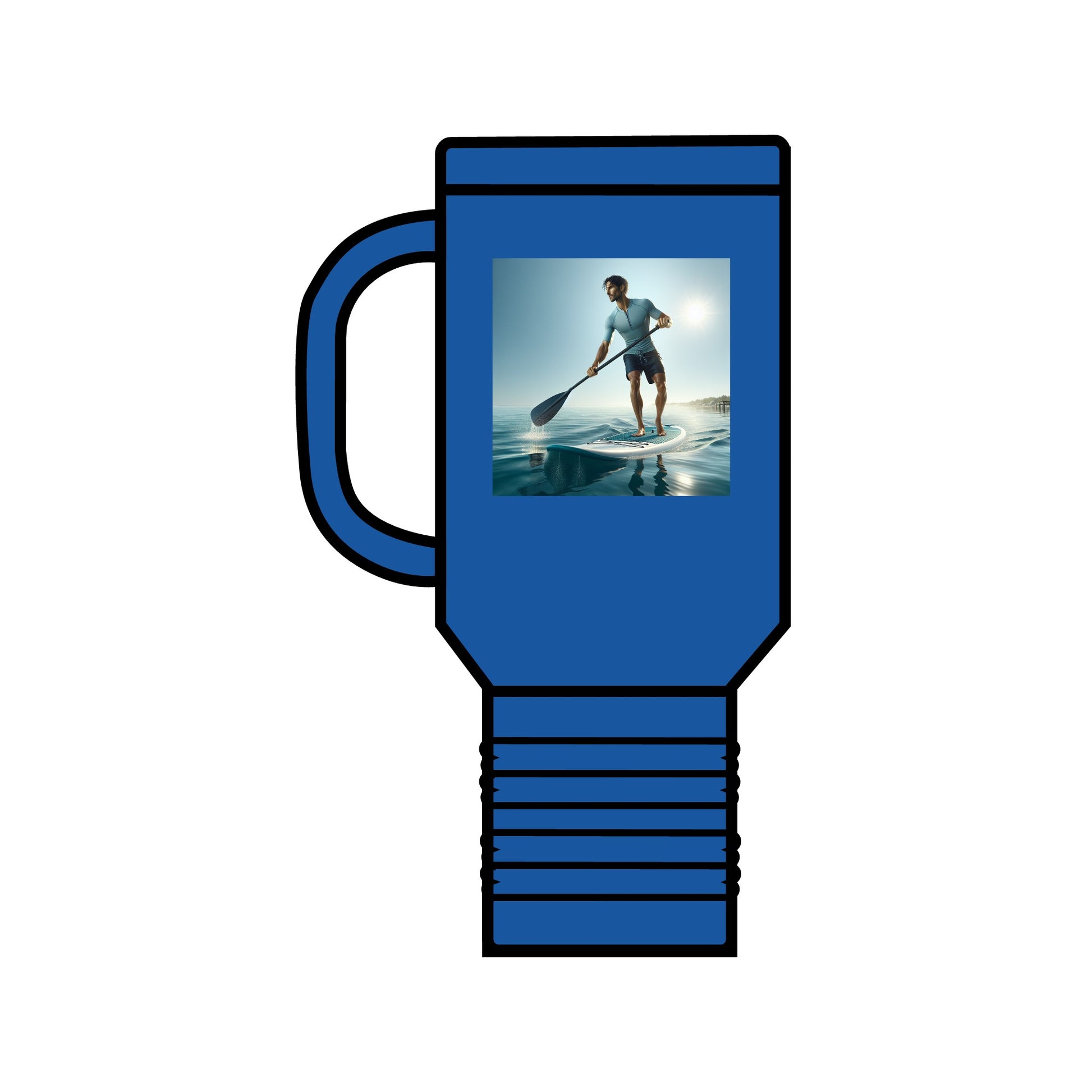 Elegant Fantasy Paddleboarding 40oz Insulated Stainless Steel Travel Mug in blue, featuring a stylish design ideal for adventurous outings.