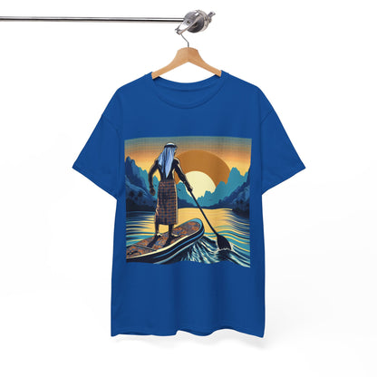 Elegant display of the Delightful Paddle Board T-Shirt by Dazzling Dreams Studio on a scenic background, evoking a sense of adventure and love for nature.