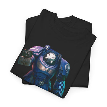 Elegant set of premium graphic T-shirts, elegantly presenting a detailed illustration of a powerful character in stylish, eye-catching armour. A statement piece for discerning fashion lovers.
