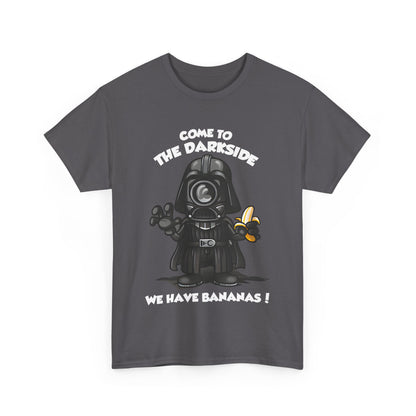 Front view of the Darth Vader Minion Graphic Unisex T Shirt, showcasing a playful design that combines the iconic character with funny Minion elements. T Shirt, Funny, Minions.