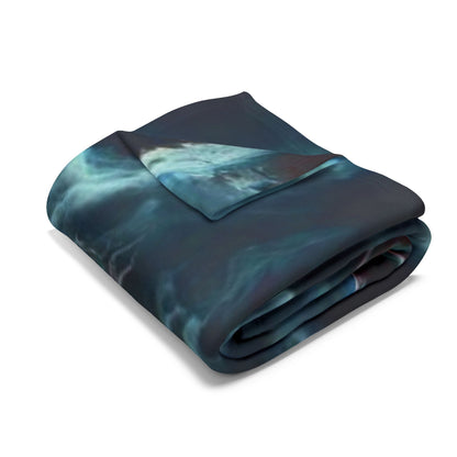 Sumptuous Halloween Freddy Krueger Nightmare On Elm Street Arctic Fleece Blanket neatly folded, highlighting the premium quality and dark, moody design, perfect for stylish Halloween gatherings.