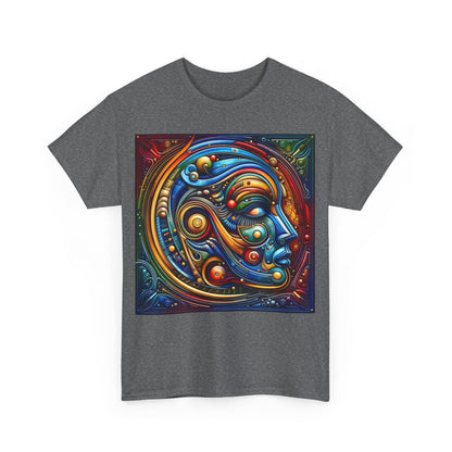 Stained Glass Dreams Unisex T-Shirt in a charcoal shade featuring intricate artistic design, blending creativity and fashion.