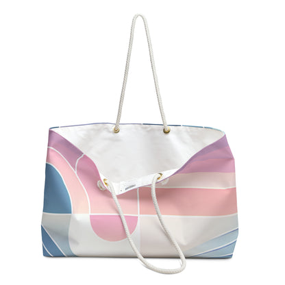 Robust rope handles of the Pastel Gradient Weekender Bag by Dazzling Dreams Studio, ensuring comfort and style during travel.