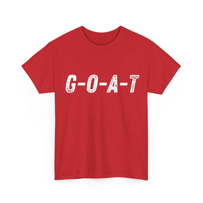 Greatest of All Time GOAT Graphic T-Shirt in vibrant red, showcasing a stylish G-O-A-T design, crafted from ultra-soft cotton blend for urban luxury.
