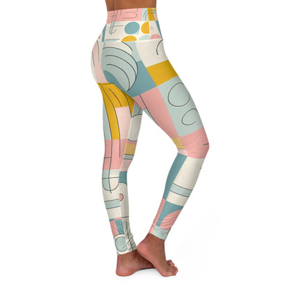 Luxurious Abstract Pastel Leggings by Dazzling Dreams Studio featuring a modern geometric design in soft pastel colours, perfect for an elegant and artistic fashion statement.