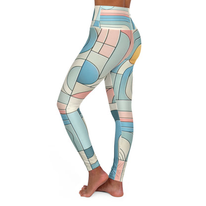 Elegant silhouette of the PowerPulse Elite Modern Pastel Pattern Leggings by Dazzling Dreams Studio, designed for versatile styling from yoga sessions to casual outings.