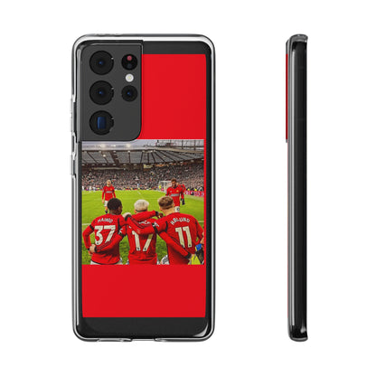 Elegant Manchester United Mainoo Garnach Hojlund Soft Phone Case with vibrant red design and team pride, designed for passionate soccer fans.