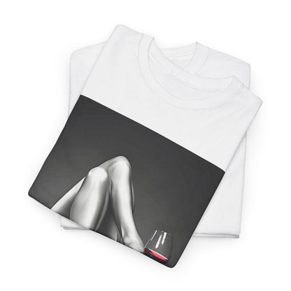 Elegant folded graphic cotton t-shirts featuring a serene wine glass design, embodying comfort and luxury for relaxed outings.