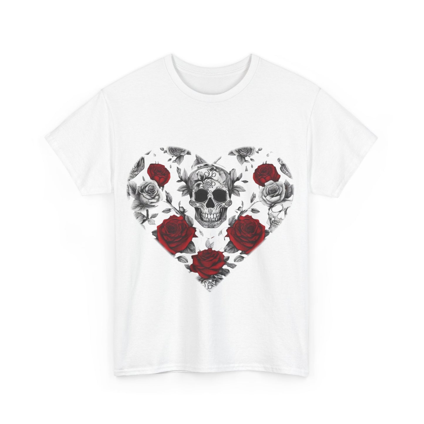 Skulls and Roses Cotton Tee, Unisex Graphic Shirt, 7 color choice