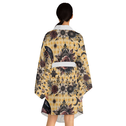 Floral Kimono Robe, Women's Robe, featuring a unique floral design with a luxurious flowy silhouette, ideal for both lounging and elegant occasions.
