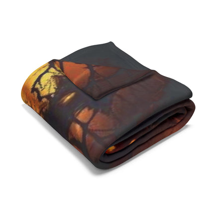 Decorative and Warm Halloween Spooky Arctic Fleece Blanket elegantly folded, highlighting its soft texture and warm colour tones perfect for the Halloween season.
