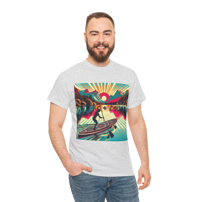 Luxurious Paddle Board T-Shirt designed by Dazzling Dreams Studio, featuring a serene paddleboarding graphic ideal for water sports enthusiasts.