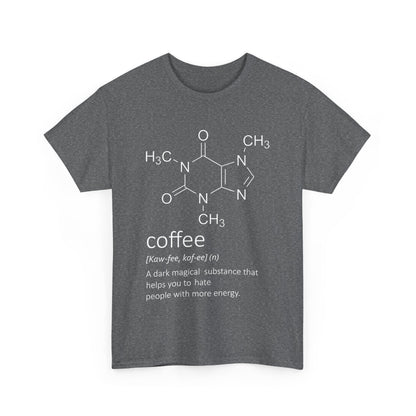 Urban Coffee Graphic T-Shirt for Men & Women - 100% Cotton Casual Streetwear Fashion - front view featuring a unique coffee molecular graphic design.